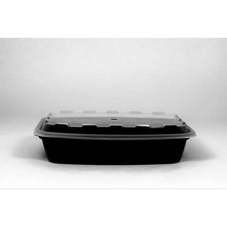CUBEWARE Cubeware 28 oz. Rectangular Container Black Base With Clear Lid, PK150 CR-928B